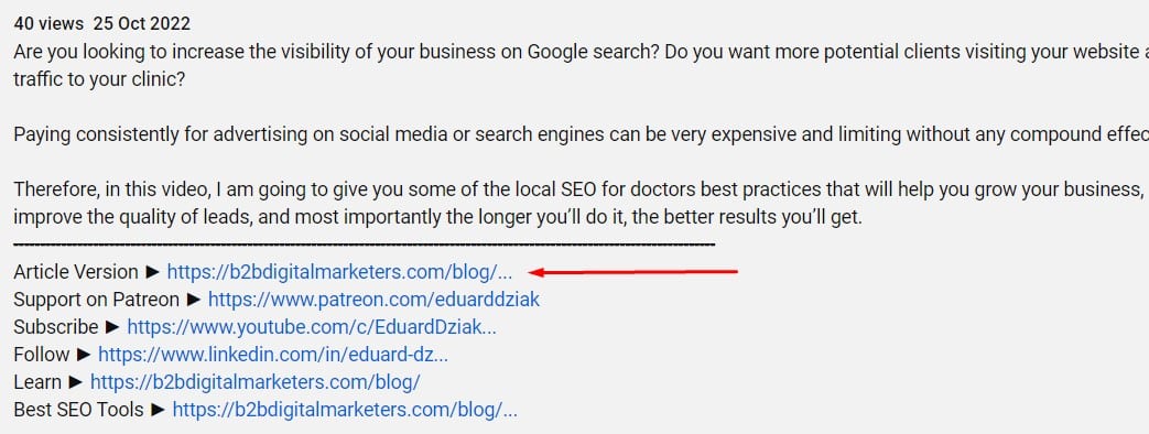 using youtube backlinks for sharing more information