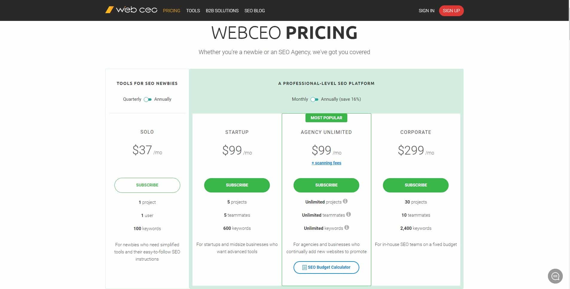 webceo pricing an alternative to spyfu